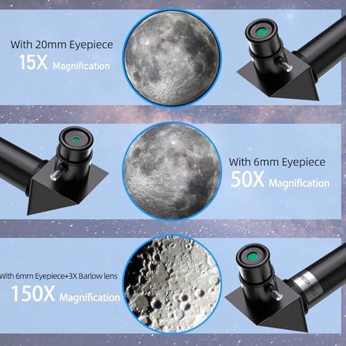 Telescope for Kids & Adults, 70mm Aperture 300mm Telescopes for Astronomy Beginners, 15X-150X Magnification Portable Refractor Telescope with Adjustable Tripod, Phone Adapter - Image 4