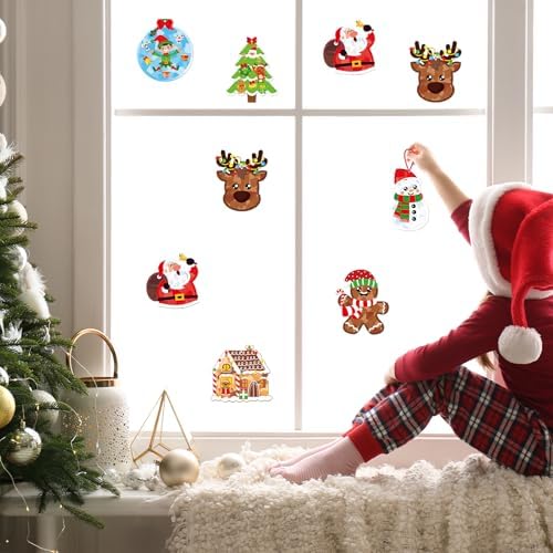 Renbuzhu 36PCS Christmas Crafts Bulk: Xmas Paper Suncatchers DIY Kit for Winter Holiday Activities Decorations, Window Stained Glass Effect Art Ornaments - Image 6