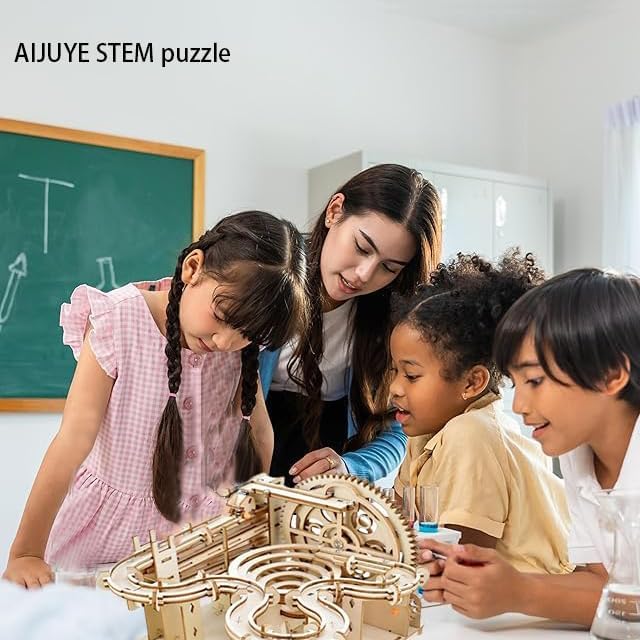 3D Wooden Puzzles for Adults Marble Run Kit - 159pc 4 Steel Marbles Build Mechanical Maze Model STEM Toys for Teens Adults, 4hr Challenge, No Glue Needed & Desk Kinetic Art, Ages 14+ - Image 4