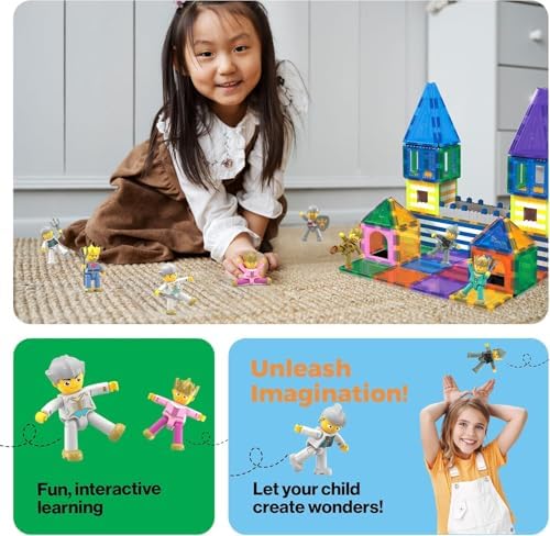 Picasso Toys Magnetic Action Figures Medieval King and Knights Character for Building Blocks Tiles Construction Toddler Toy Set Magnets Expansion Pack Educational STEM Pretend Playset PTA13 - Image 5