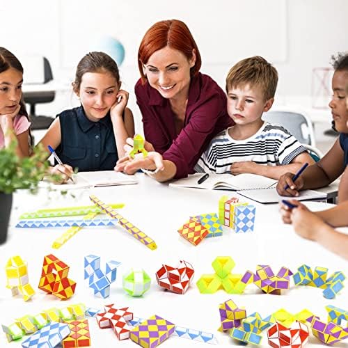 24 Pack 24 Blocks Mini Fidget Snake Cube Mini Twist Puzzle Cubes Magic Speed Cubes Toy for Kids Party Bag Fillers, Party Supplies - Image 5