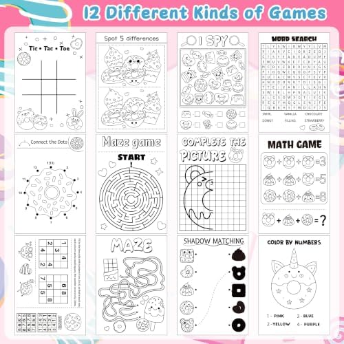 Bulk Donut Activity Books, 48Pcs Mini Game Coloring Book Set for Kids - Image 4