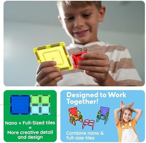 PicassoTiles Nano Magnetic Tiles Travel Set with Storage Tin, Kids Ages 3+ - Image 4