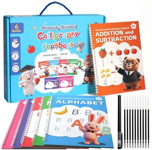 KAK Magic Grooved Writing Practice 6 Books Ages 3-8 w/Pen Grips by Unknown