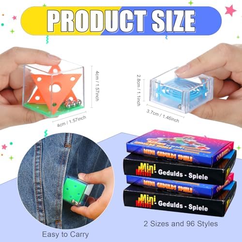 Lenwen 96 Pcs Mini Brain Teaser Puzzles Maze 3D Ball Cube, Classic Colors - Image 3
