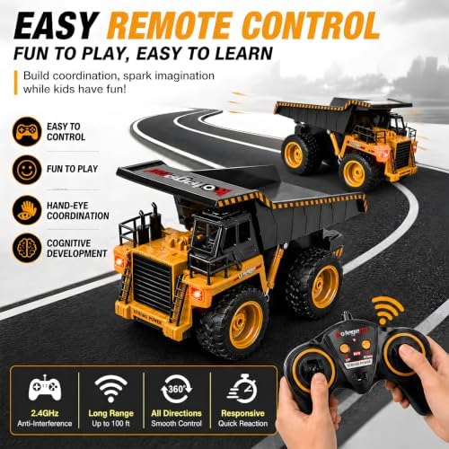 kolegend Remote Control Dump Truck RC Truck Construction Vehicle Truck Toys with Rechargeable Battery for Toddlers Kids Boys and Girls - Image 5