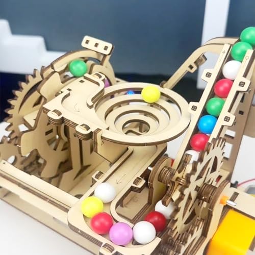 3D Wooden Roller Coaster Puzzle Motorized Marble Run Construction Kit - Image 5