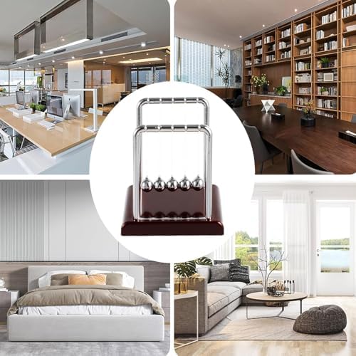 DEWIN Newtons Cradle Pendulum Steel Balance Swinging Magnetic Ball Perpetual Motion Desk Toy Physics Science Desk Fun Toy Swinging Kinetic Balls for Office Decor Gift 3.35 x 2.76 x 3.54 Inches - Image 4