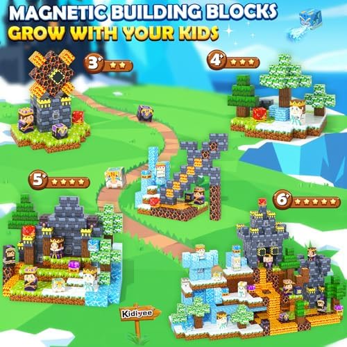 144PCS Magnetic Blocks - Mine Magnet World Chess Set, Magnetic Building Toys Games for Kids Ages 5-7 6-8 8-12, Magnet Blocks Kids Toddler Toys, Ideal Gifts for Boys & Girls Ages 3+ - Image 2