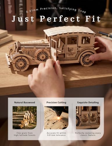 BOOZUU Paintable 3D Wooden Vintage Car Puzzle for Adults - Image 4