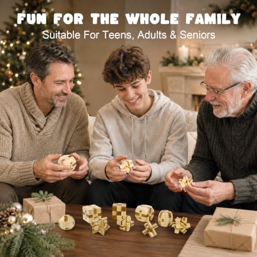 VolksRose 9pcs Wooden Brain Teaser Puzzles, IQ Challenge Puzzle Games, Logic Smart Mind Puzzle Box Lock Toy Removing Assembling 3D Small Puzzle Gift Set for Adults Teenagers Kids, 1.8inch 4.5cm - Image 4