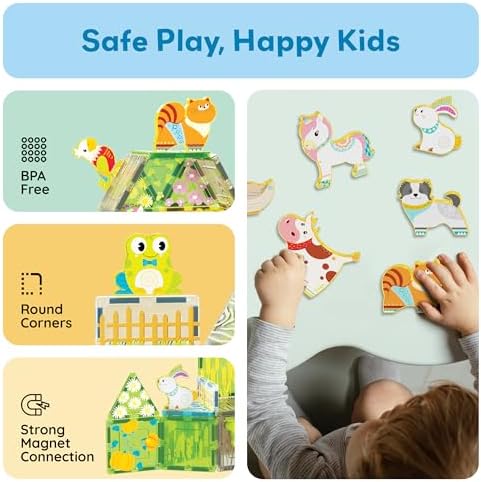 PicassoTiles 8 Piece Magnetic Farm Animal Figures, Building Add-On, Ages 3+ - Image 6
