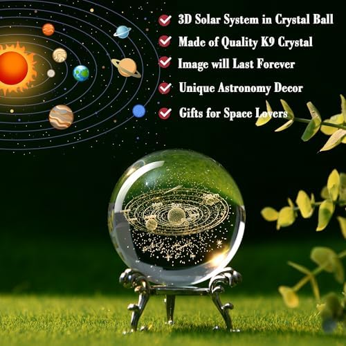 IFOLAINA 3D Solar System Crystal Ball 60mm Laser Engraved Glass Sphere - Image 3