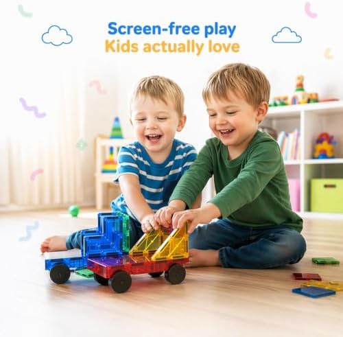 AFUNX 102PCS Magnetic Tiles for Kids,Strong Magnets,3D Clear STEM Toys - Image 2