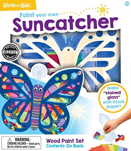 Works of Ahhh... Craft Set - Suncatcher Classic Wood Paint Kit - Premium Quality, Educational, and Fun Activity for Kids and Families - Great Gift Idea for Holidays, Birthdays, and Everyday Playtime by WorksofAhhh