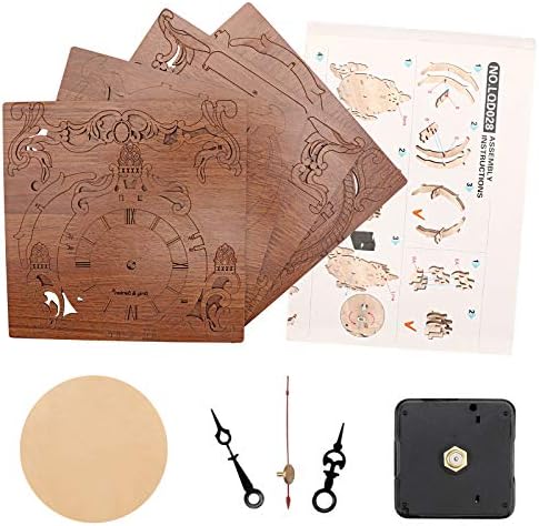 OWNONE1 Wooden 3D Puzzle Clock Model Kit for Adults, DIY Desk Clock, Dark Wooden 3D Puzzles, Crafts Gifts for Kids Children - Image 2