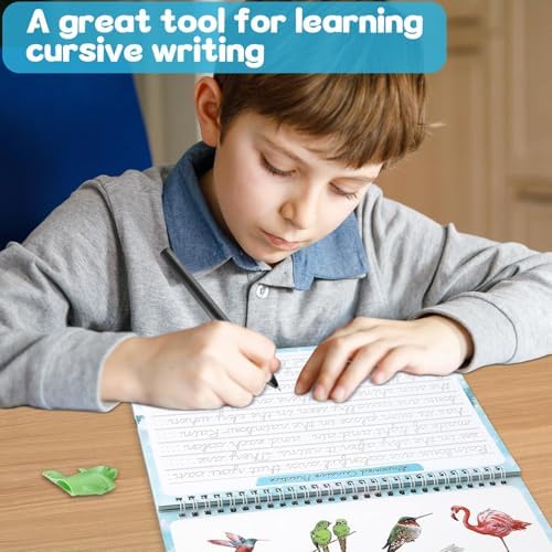 gisgfim Grooved Cursive Handwriting Workbook Magic Reusable Grooved Cursive Handwriting Practice Guided Tracing with Disappearing Ink Pens for Beginners Kids Learning Activities Supplies (Reading) - Image 5