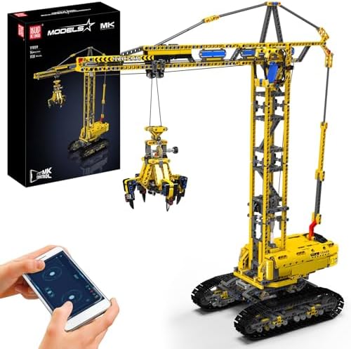 Mould King MOC Crawler Crane Advanced Building Kit for Adults, MOC Mobile Crane Heavy-Duty Truck Sets to Build, APP Control Large Engineering Vehicles, Construction Model Toy for Youth (1731 PCS) by MouldKing