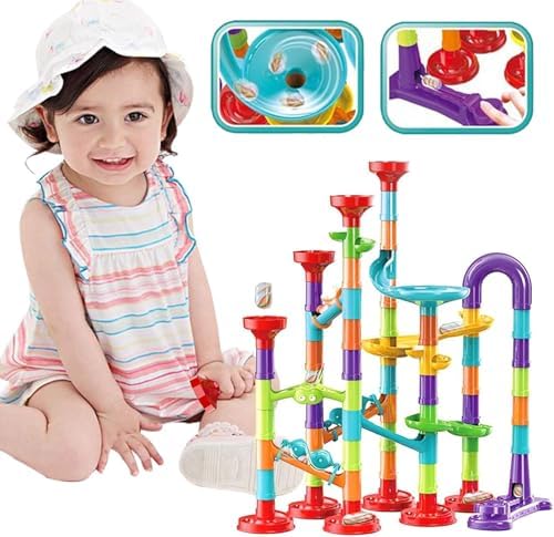 Jutoe 93Pcs Marble Run Set with 30 Glass Marbles Runs for Kids Girls Boys - Image 6