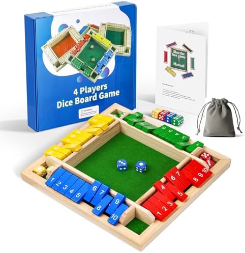 Shut The Box Game Wooden Board Dice Game, 2-4 Players Table Math Games for Kids and Adults, Fun Family Game Night Classroom Home Party or Pub Strategy Games by Unknown