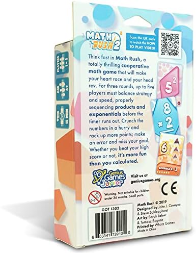 Genius Games Math Rush 2: Multiplication & Exponents - A Cooperative Time-Based Educational Math Flash Card Game for Kids, Students, and Families | STEM Game to Master Mental Math Skills - Image 2