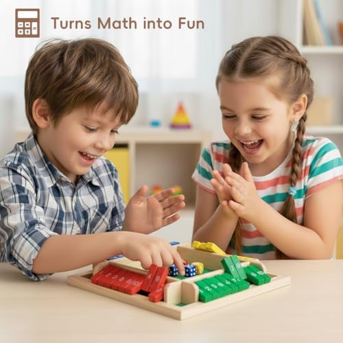 Shut The Box Game Wooden Board Dice Game, 2-4 Players Table Math Games for Kids and Adults, Fun Family Game Night Classroom Home Party or Pub Strategy Games - Image 5