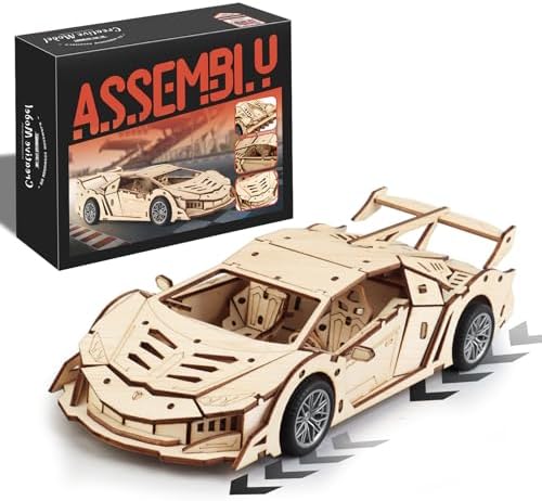 3D Wooden Puzzles for Adult, 114pcs Wood Craft Sports Car by Unknown