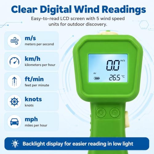 Wind Speed Anemometer, Handheld Digital Wind Speed Meter Toy for Kids - Image 2