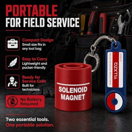 2-in-1 HVAC Diagnostic Tool Kit, 18mm Solenoid Magnet Tool & Pump Rotation Tester, Solenoid Valve Troubleshooting Magnet, AC Magnetic Field Detector, Rotation Checker for Valves(Red) - Image 2