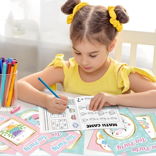 Bulk Tea Party Activity Books, 24Pcs Mini Game Coloring Book Set for Kids - Image 5