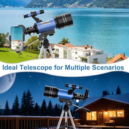 Telescope for Adults & Kids, 70MM Aperture FMC Optics Telescopes for Astronomy Beginners, 300MM Refractor Telescope (15X-150X) with Phone Adapter and Tripod, Travel Gifts for Moon, Jupiter and Star - Image 7