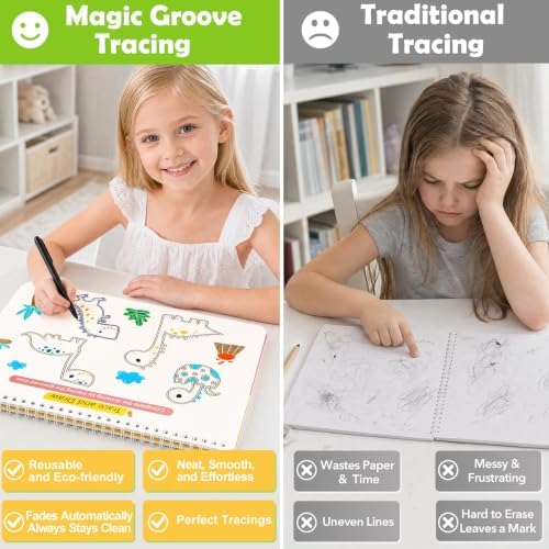 Magic Grooved Writing Practice Books, 96 Reusable Activities, Ages 3-8 - Image 2