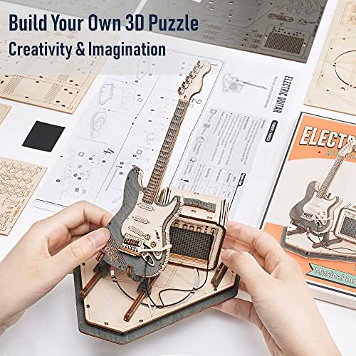 ROBOTIME 3D Puzzle for Kids Wooden Craft Kits DIY Model Guitar Kit to Build Brain Teaser Puzzle Toy Creative Gift for Teens & Adults - Image 6
