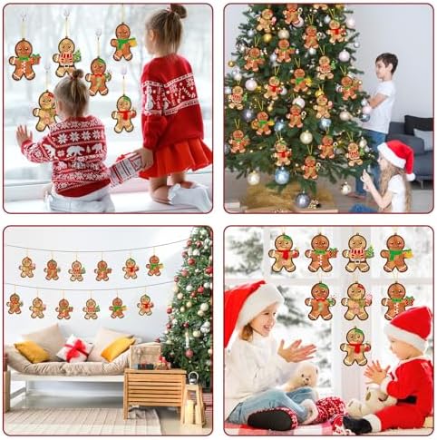 36 Set Christmas Gingerbread Suncatchers Craft Kit for Kids Christmas Tissue Paper Sun Catchers Bulk DIY Your Own Gingerbread Man Hanging Ornament for Xmas Holiday Party Home School Classroom Activity - Image 7