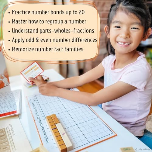 LITTLE BUD KIDS House of Number Buddies Math Game, a Number Bonds Math Toy with Counting Rods and Addition & Subtraction Flash Cards, a Montessori Material for Kids 4-8 Years Old - Image 6