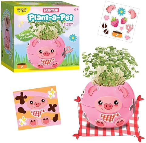 Creativity for Kids Plant-a-Pet Barnyard Pig Kit | Decorate, Plant & Grow Your Own Pet | Chia Seed Gardening Craft | Spring Crafts & Screen-Free Kids Activity (Ages 6+) by CreativityforKids