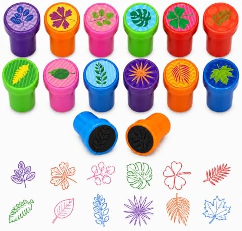 Cinrobiye 24 Pcs Nature Leaf Stampers for Kids, Pre-Inked Leaf Party Favor Set, Forest Theme Birthday Party Supplies, Classroom Rewards, Goody Bag Fillers, Piñata Fillers, Treasure Box Toys by Cinrobiye