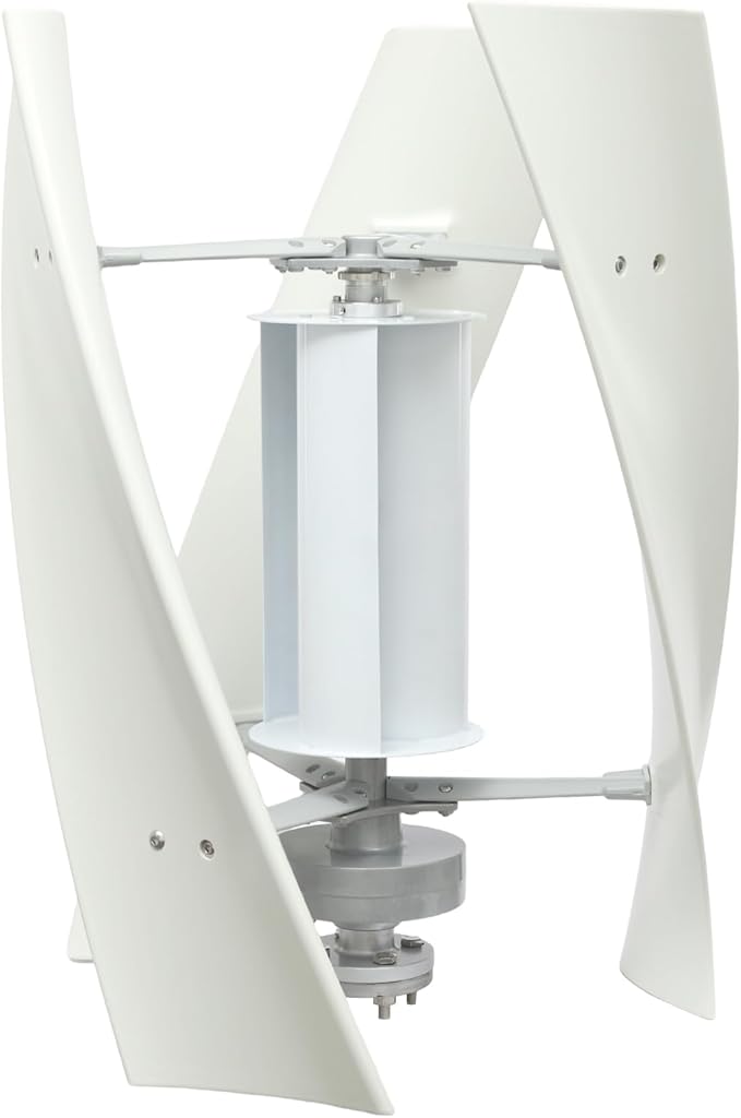 Bepritm Vertical Axis Wind Turbine, Wind Generator Kit with Controller & IP67 Protection, Ultra-Quiet Design for Home, RV, Business, Industrial Energy Supply (100W 24V White 4 Blades)