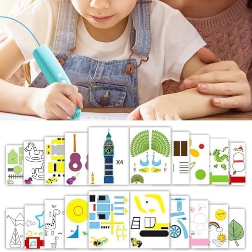 3D Printing Drawing Book,3D Printer Drawing Molds Paper Stencils for 3D Printing Pen,20 Sheets 40 Colorful Patterns 3D Drawing Paper Templates, with a Reusable Transparent PVC Drawing Board. - Image 2