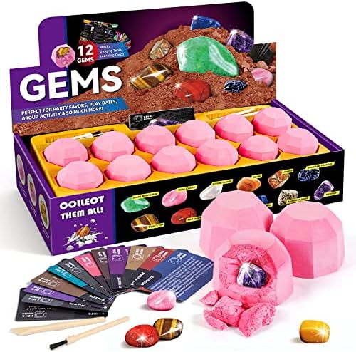Gamerside Gemstones Dig Kit, 12 Real Gem Mining Kit, STEM Toy 6+ by Gamerside