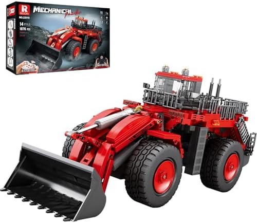 Reobrix Bulldozer Building Blocks Set 22010, Remote Control Excavator Toy by Reobrix