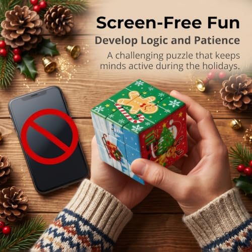 Xmas Pluzz Cube 3x3 5.7cm Twisty Puzzle Brain Speed Cube - Image 3