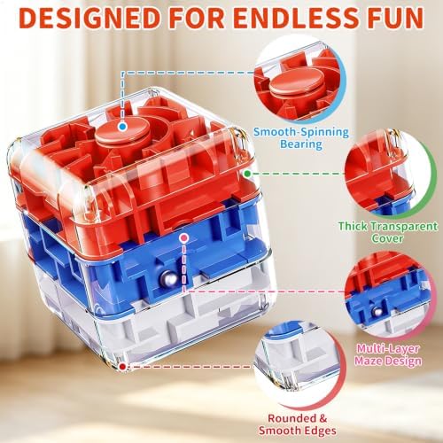 Infowush 2-in-1 Fidget Spinners Maze Cube - Fidget Toys for Kids & Adults - Image 4