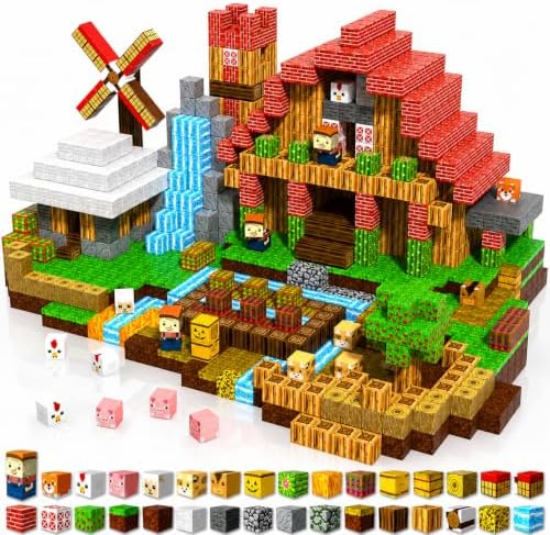 GraceDuck 120 PCS Magnetic Blocks - Magnetic Building Blocks, Magnetic Farm Animal Homes Stacking Magnets for Kids, STEM Montessori Sensory Toys for Kids 3+ Boys and Girls Christmas Birthday Gifts by GraceDuck