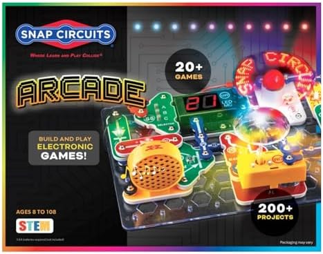Snap Circuits “Arcade”, Electronics Exploration Kit, Stem Activities for Ages 8+, Full Color Project Manual (SCA-200) by SnapCircuits