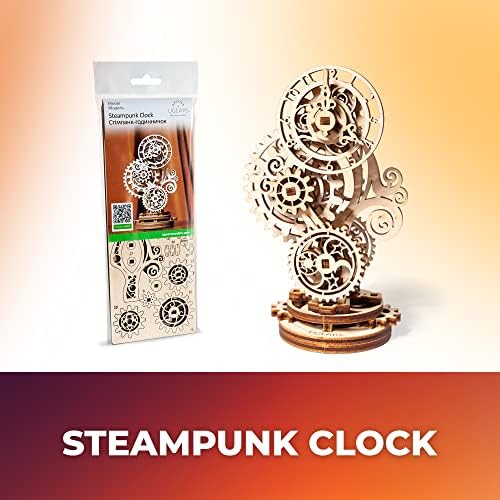 UGEARS Steampunk Clock 3D Wooden Puzzles for Adults - Wooden Model Kits for Adults Mechanical Build a Clock Kit Steampunk Decor Clocks Puzzle Brain Teaser, Hobby Set Home Decoration - Image 5