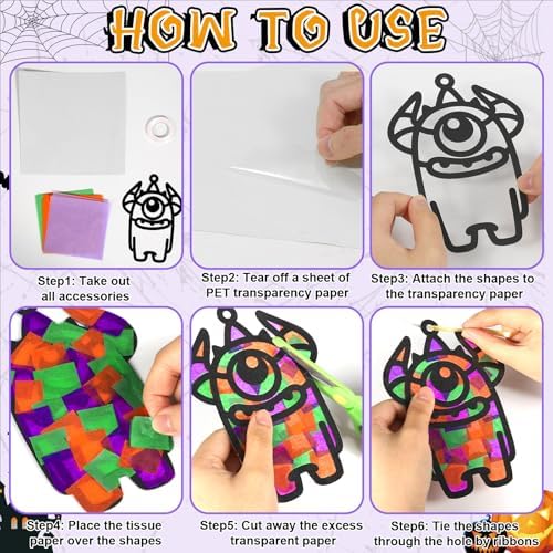 Qyeahkj 36Set Halloween Monster Suncatchers Crafts Kit for Kids - Image 4