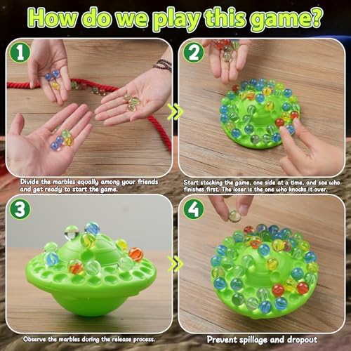 Marble Game & Balance Game for Kids - 60 Premium Glass Marbles, Strategy Fun Toy for 1-4 Players, Ready to Play Out of The Box 8 Years Old - Image 2
