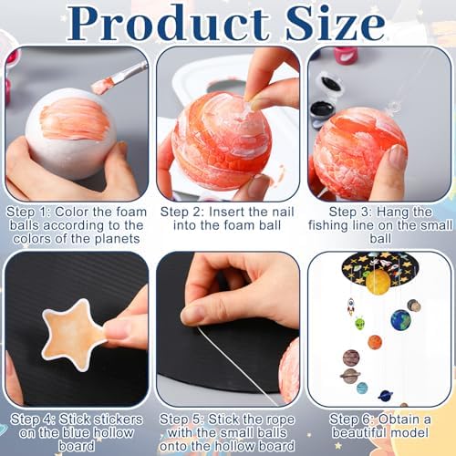 Novabright 87 Pcs Solar System Model Project Kit Back to School Include 16 Mixed Solar System Foam Balls 24 Pigment 4 Brushes DIY Polystyrene Spheres Balls for Outer Space Planet Foam Projects - Image 5