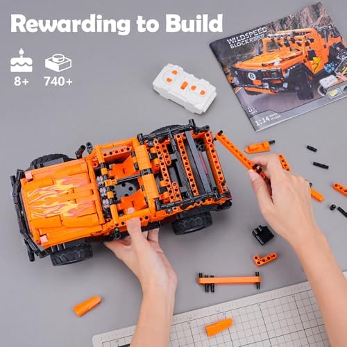VERTOY STEM Building Car Toys for Kids Boys - Remote & APP Control Block Set, Birthday Gifts for Age 8-12 13+ Year Old, Bigger Orange Model(740+ pcs) - Image 4